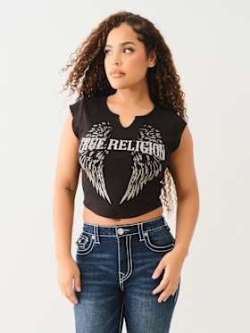 CRYSTAL LOGO WINGED NOTCH BABY TEE