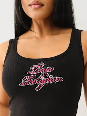 CRYSTAL LOGO RAW HEM TANK