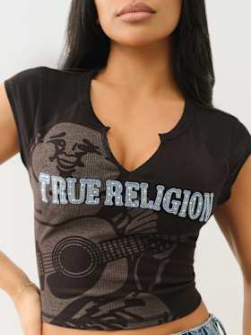 RIBBED BUDDHA LOGO NOTCH BABY TEE