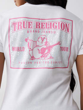CRYSTAL WORLD TOUR V NECK TEE