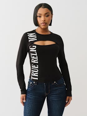 LONG SLEEVE KEYHOLE LOGO TOP