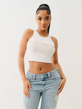 CRYSTAL LOGO CROP TANK