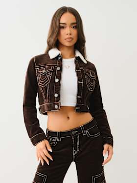 CORDUROY BIG T CROP JACKET