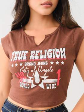 CRYSTAL WESTERN NOTCH BABY TEE