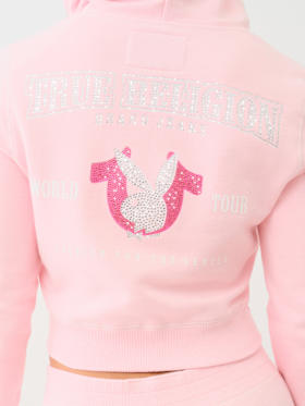 TRUE RELIGION X PLAYBOY CRYSTAL CROP ZIP HOODIE
