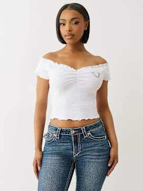 LETTUCE EDGE OFF-THE-SHOULDER TOP