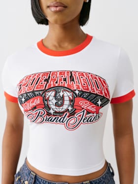 CRYSTAL LOGO RINGER BABY TEE