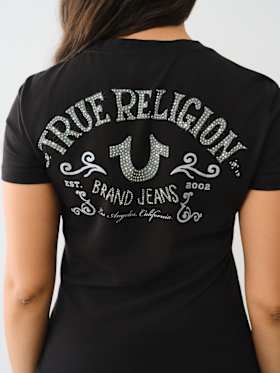 CRYSTAL LOGO V NECK TEE