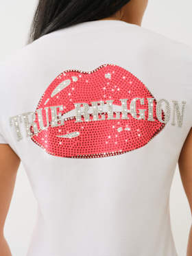CRYSTAL OUTLINE V NECK TEE