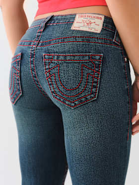 BECCA MID RISE BIG T BOOTCUT JEAN