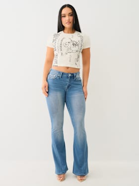 JOEY INDIGO TERRY MID RISE FLARE JEAN