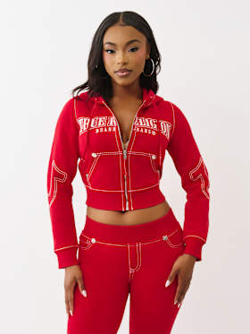 SHRUNKEN BIG T ZIP HOODIE