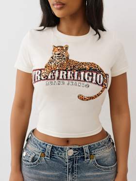 CRYSTAL LEOPARD LOGO BABY TEE