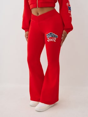  CRYSTAL V WAISTBAND FLARED SWEAT PANT