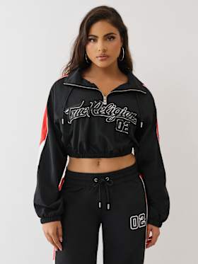PUFF PRINT NYLON HALF-ZIP JACKET