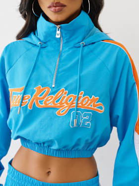 PUFF PRINT NYLON HALF-ZIP JACKET