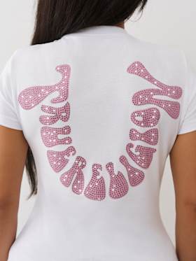 CRYSTAL HORSESHOE CREW TEE