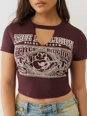 CRYSTAL BUDDHA KEYHOLE BABY TEE
