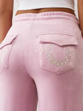 CRYSTAL HORSESHOE VELOUR SWEAT PANT