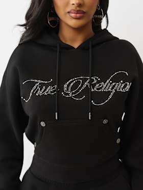 CRYSTAL CROWN RELAXED CROPPED HOODIE 