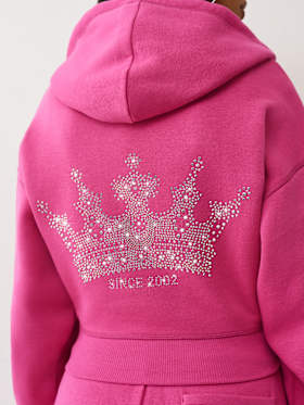 CRYSTAL CROWN RELAXED CROPPED HOODIE 