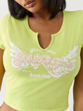 CRYSTAL WING V NOTCH TEE