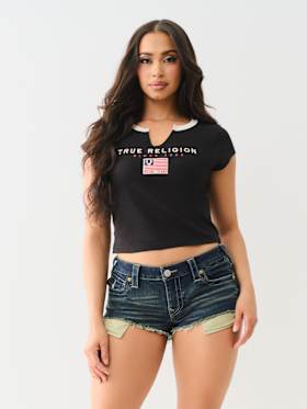 EMBROIDERED V NOTCH BABY TEE