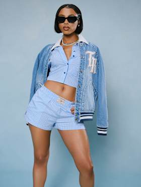 OVERSIZED DENIM BOMBER JACKET