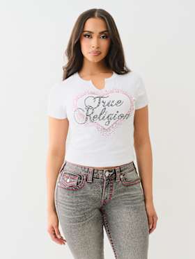 CRYSTAL HEART NOTCH BABY TEE