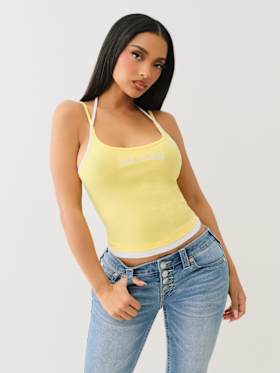 CONTRAST LAYERED HALTER CAMI TOP