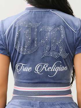 CRYSTAL VELOUR SHORT SLEEVE TRACK JACKET