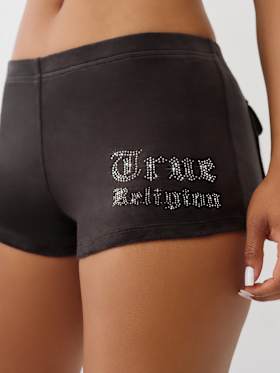 VELOUR CRYSTAL LOW RISE SPICY SHORTS