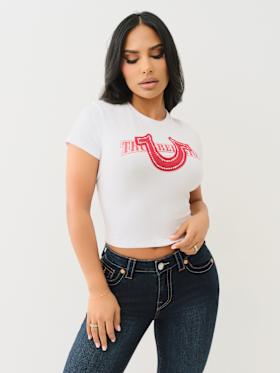 CRYSTAL HORSESHOE APPLIQUE BABY TEE
