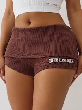 FOLDOVER RIBBED HOT SHORT