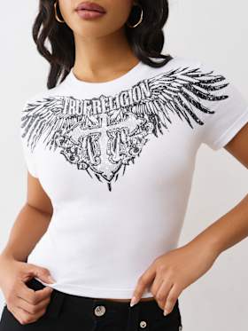 CRYSTAL WING SHORT SLEEVE BABY TEE