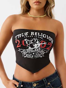 LOGO STRAPLESS SCARF TOP