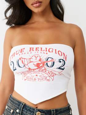LOGO STRAPLESS SCARF TOP