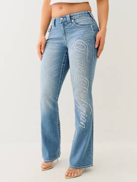 BECCA CRYSTAL MID RISE BOOTCUT JEAN
