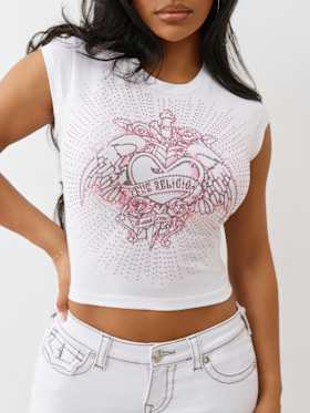 CRYSTAL WINGED HEART GRAPHIC BABY TEE
