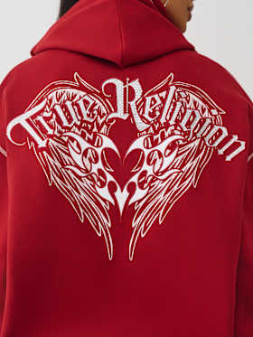 WINGED HEART APPLIQUE BOYFRIEND HOODIE