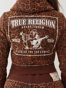LEOPARD CRYSTAL BIG T SHRUNKEN HOODIE