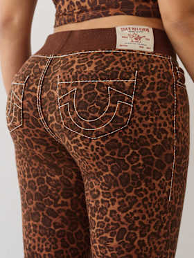 LEOPARD MID RISE BIG T FLARE SWEAT PANT