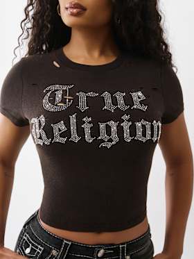 DISTRESSED CRYSTAL LOGO TEE