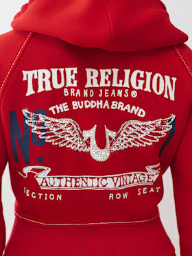 SHRUNKEN  CRYSTAL WING ZIP HOODIE