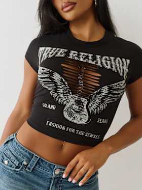 DISTRESSED CAP SLEEVE BABY TEE