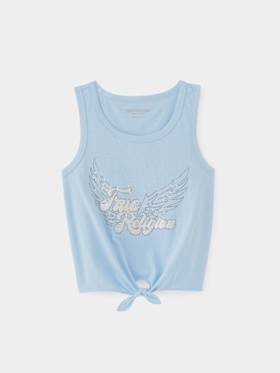 GIRLS IRIDESCENT WINGED LOGO TIE TANK TOP