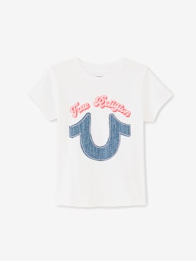 GIRLS HORSESHOE DENIM PATCH TEE