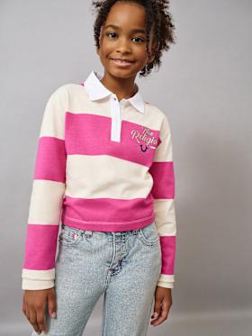 GIRLS LOGO RUGBY LONG SLEEVED TOP