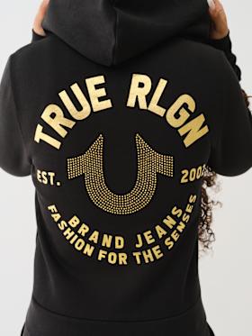 CRYSTAL METALLIC LOGO ZIP HOODIE