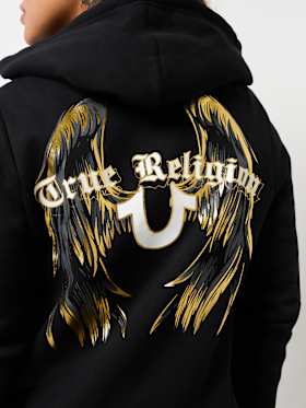 METALLIC WING HORSESHOE ZIP HOODIE